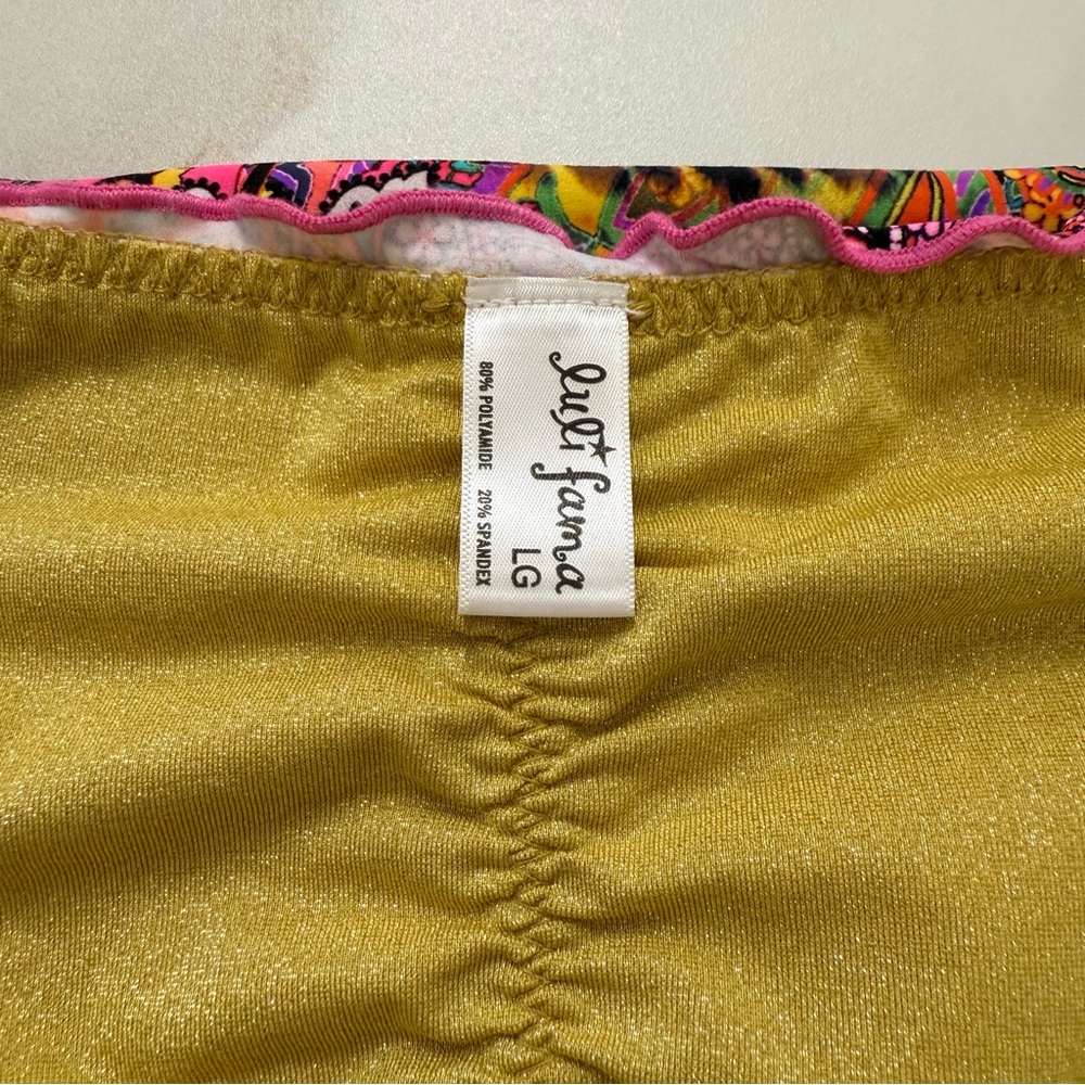 NEW!!! Luli Fama SHORE THING - Seamless Full Ruched Back Bikini Bottom - Size L - Picture 14 of 14